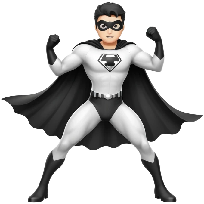 Chat type Félix noir et blanc en super-héros  emoji