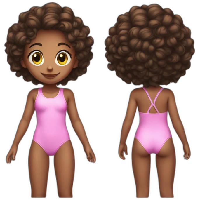 full body little girl pink one-piece swiimsuit cute adorable emoji