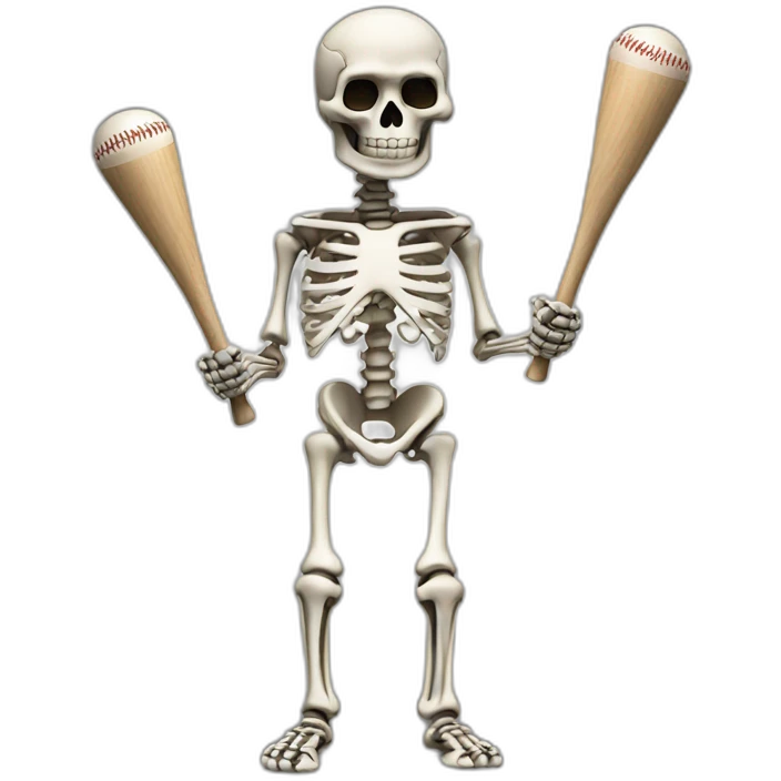 skeleton holding baseball batt emoji