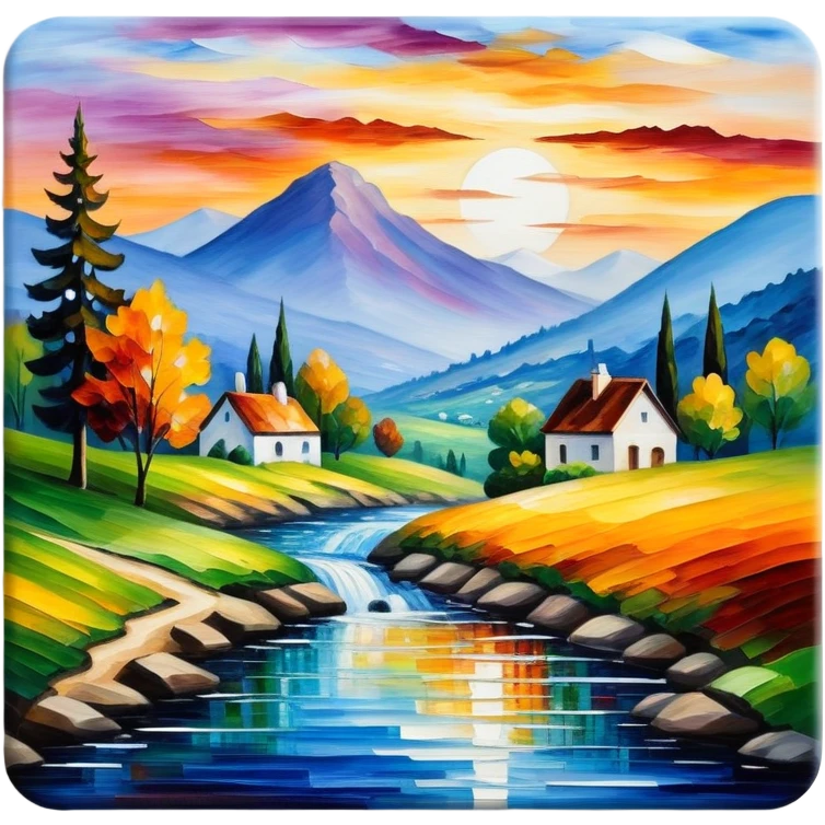 Hyper realistic Afremov painting emoji