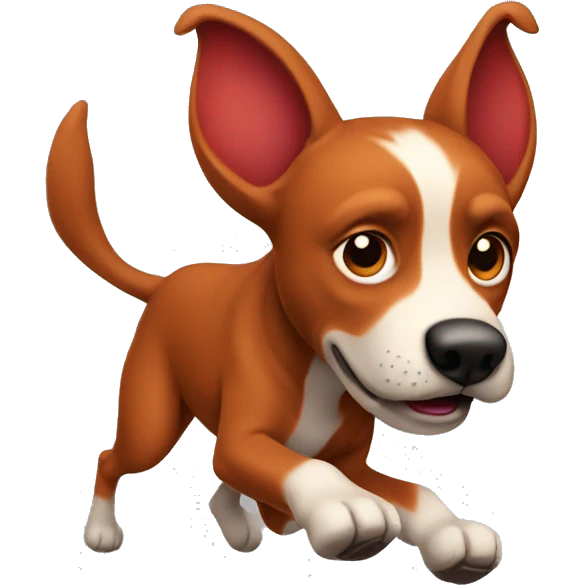 solid red dog with pointed ears running emoji