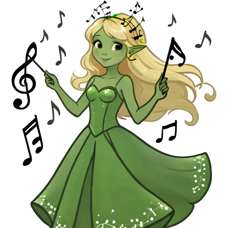 Blonde long hair fairy with music notes  emoji