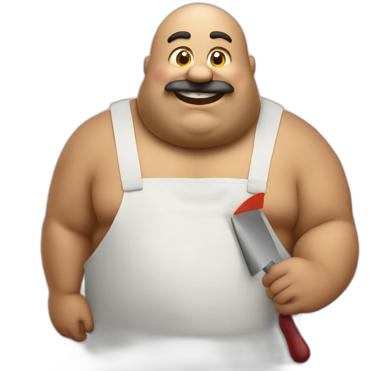 Big Fat man Portuguese with burger and trowel emoji