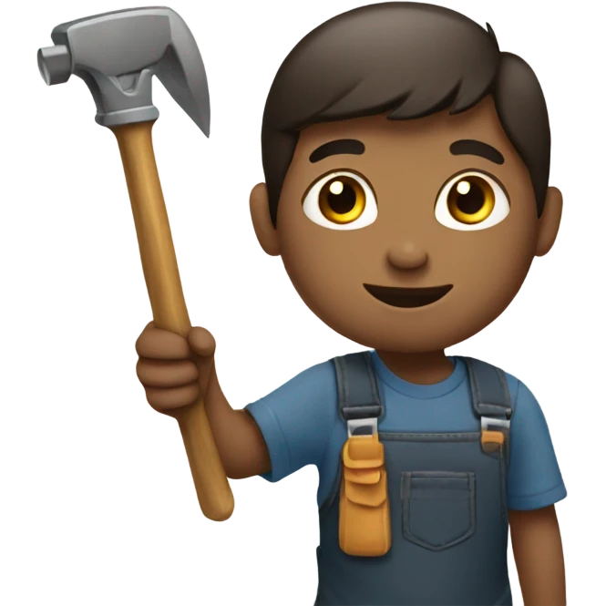 a child with a tool in his hands emoji