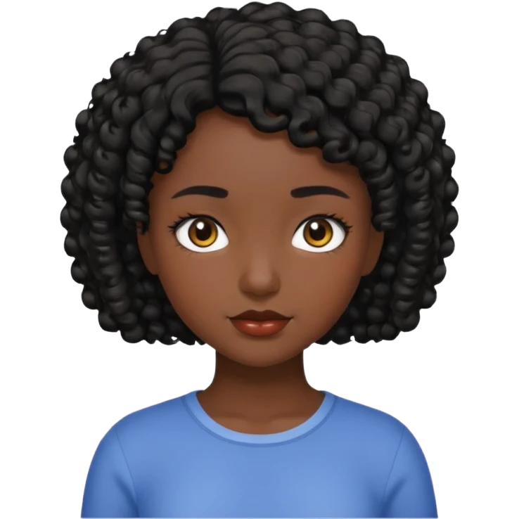 Menina com cabelo cacheado curto emoji