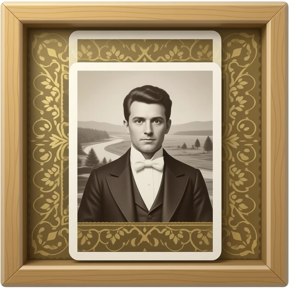 photo box with vintage daguerréotypie photos emoji