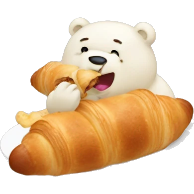 Cute bear eating a croissant emoji