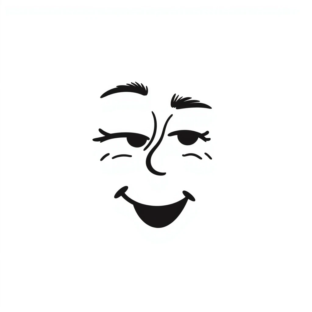 hand-drawn doodle of a squinting face with simple lines emoji