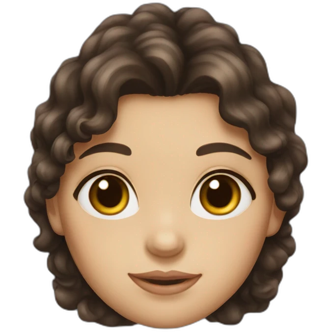 girl with dark brown long curly hair, fair skin and hazel eyes emoji