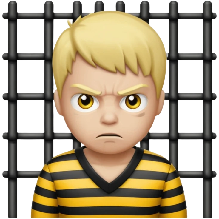 Humain avec une tenue de prisonnier noir et jaune  a bande emoji