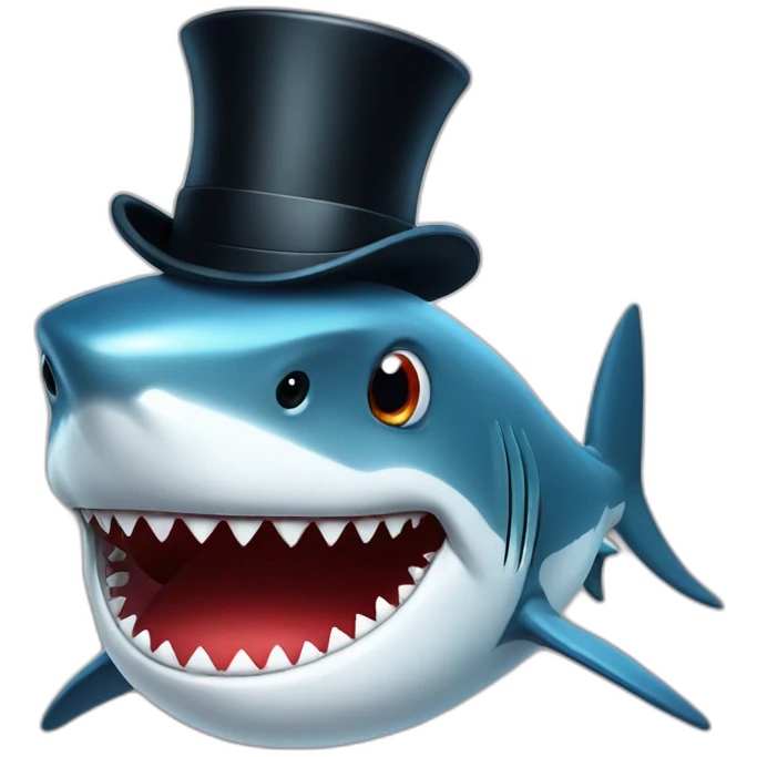 Shark with a top hat emoji