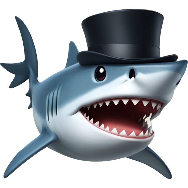Shark with a top hat emoji