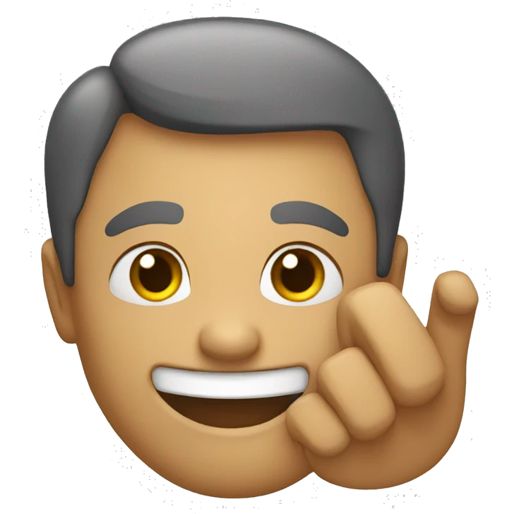 A man with a grin holding up his fingers emoji