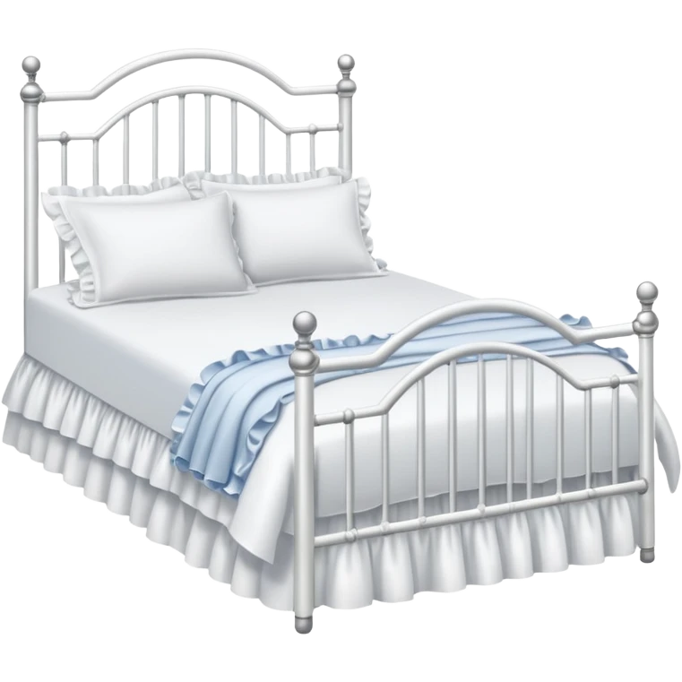 white metal bed  linen with ruffles emoji