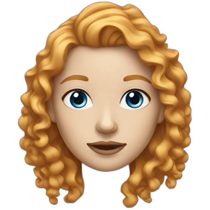 White Ginger woman long curly hair blue eyes emoji