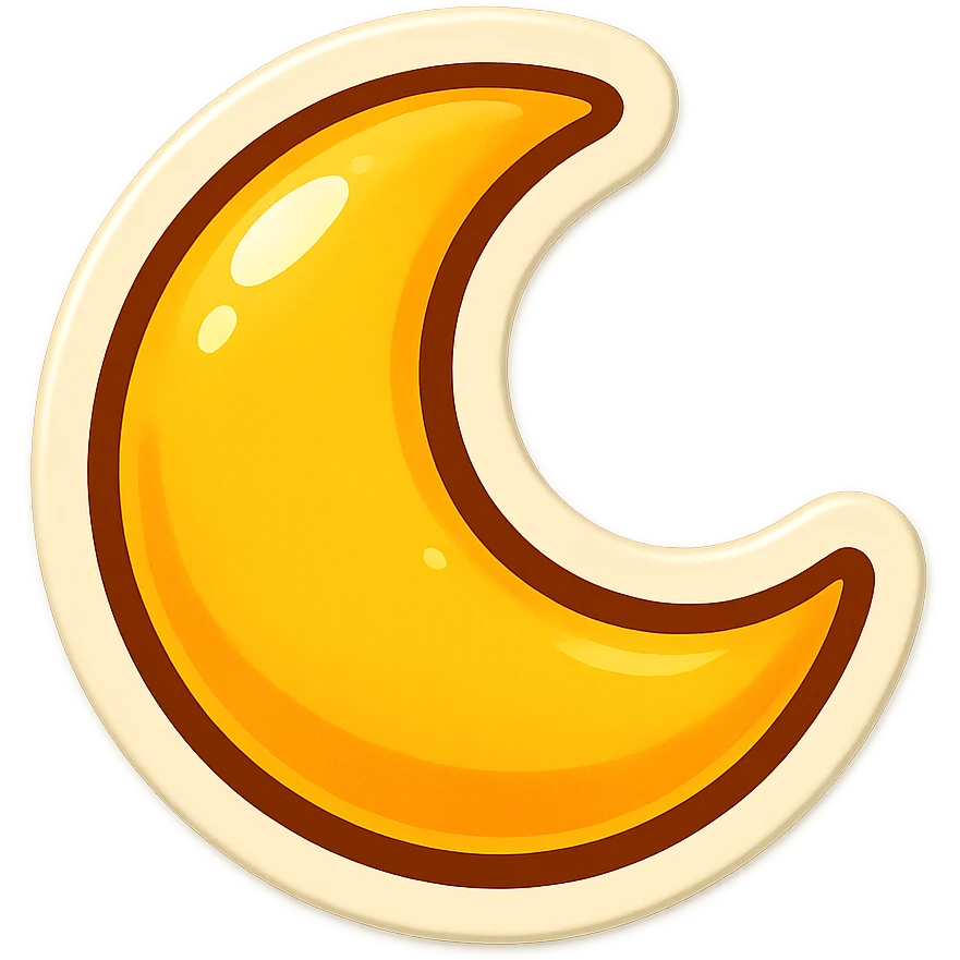cartoon style sticker, single moon symbol, simple and clear, no text emoji