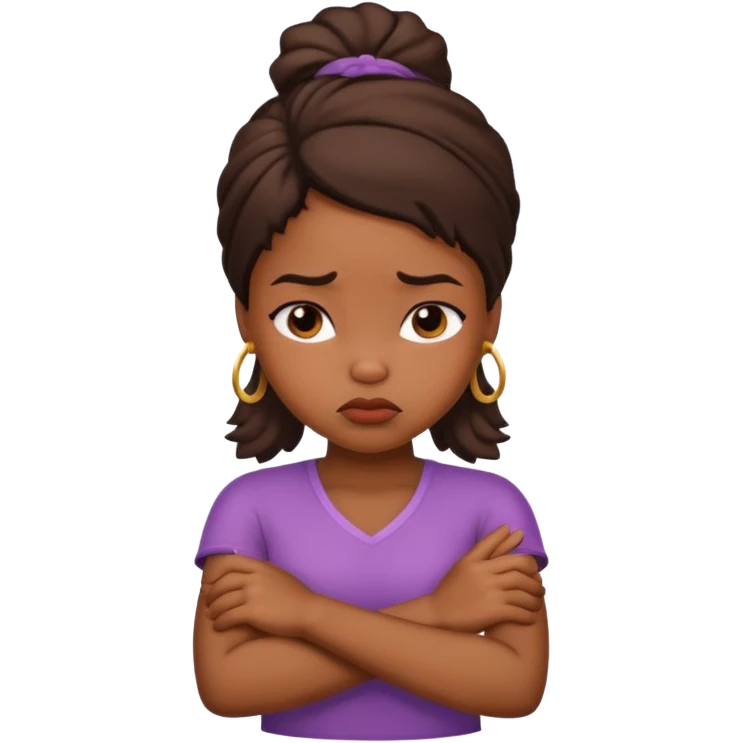 African American girl arms crossed pouting emoji