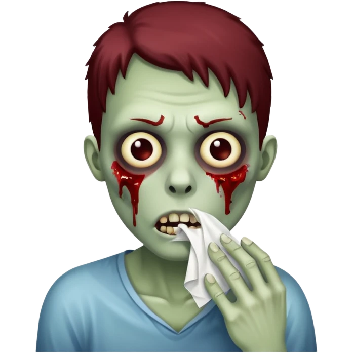 zombie holding tissue to nose emoji