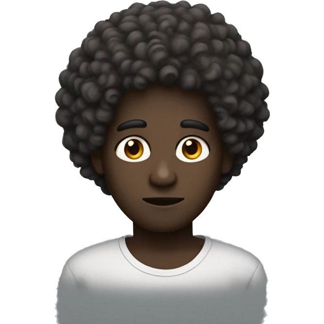 dark skin curly fro concerned man emoji