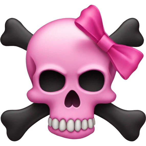Pink Skull and crossbones with black  bow  emoji