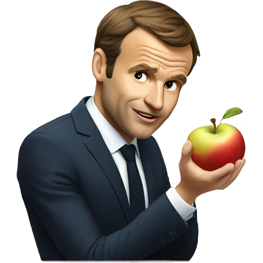 Macron qui mange une pomme emoji