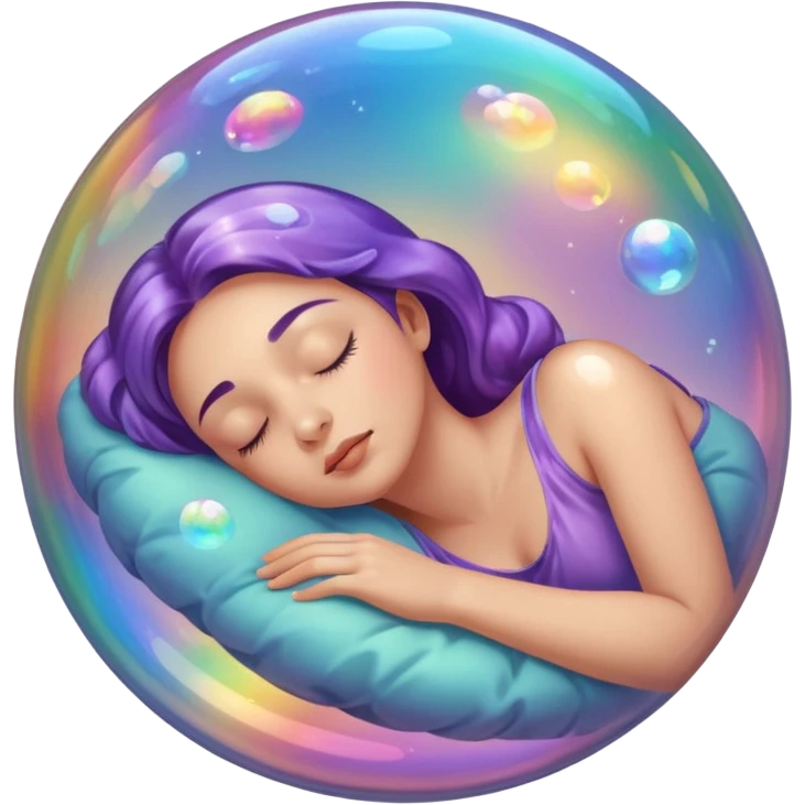 soap bubble with sleeing woman inside emoji
