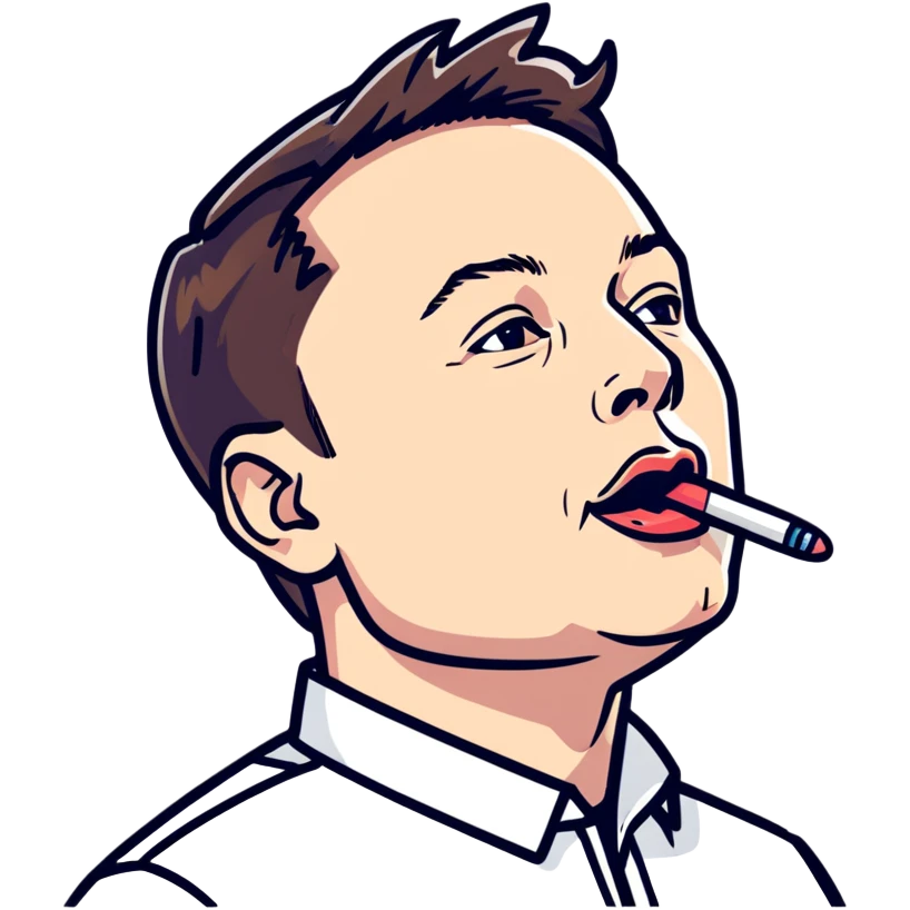 elon musk turned to the side sticking his tongue out to lick something   emoji