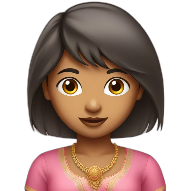 A cute Indian girl with a pink blouse and bangs emoji