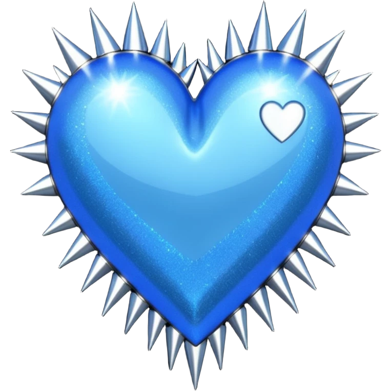 blue glittery heart with chrome spikes emoji