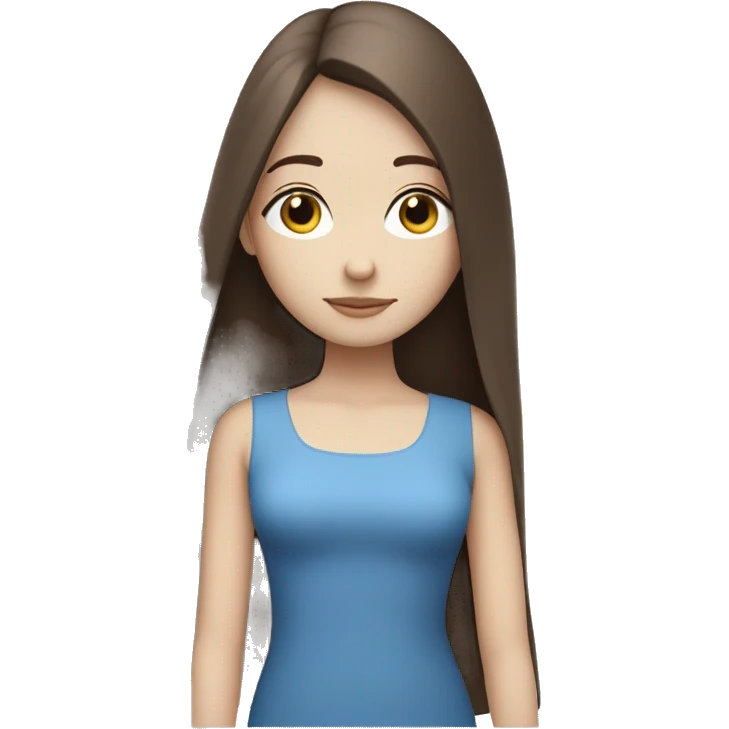 Brunette girl with long straight hair, blue eyes and white skin sleeping ￼ emoji