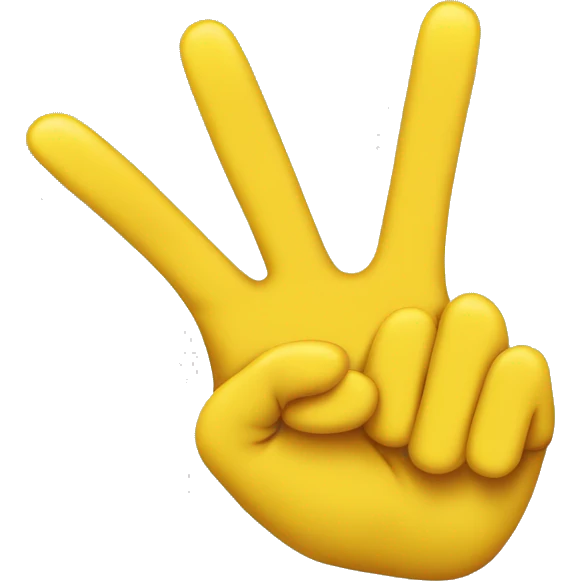 yellow faced emoji with lip bite holidng up two yellow hands showing the backside of the hand holding the peace sign emoji