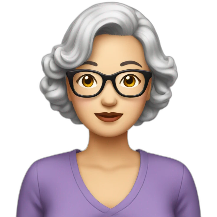 mum glasses asian in 50s emoji