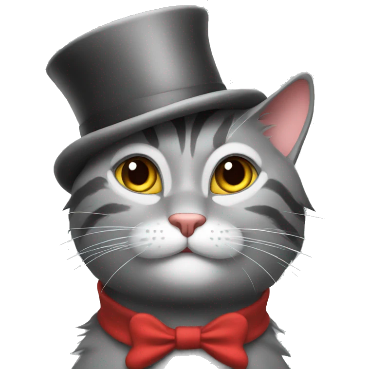 Grey cat in the hat funny emoji