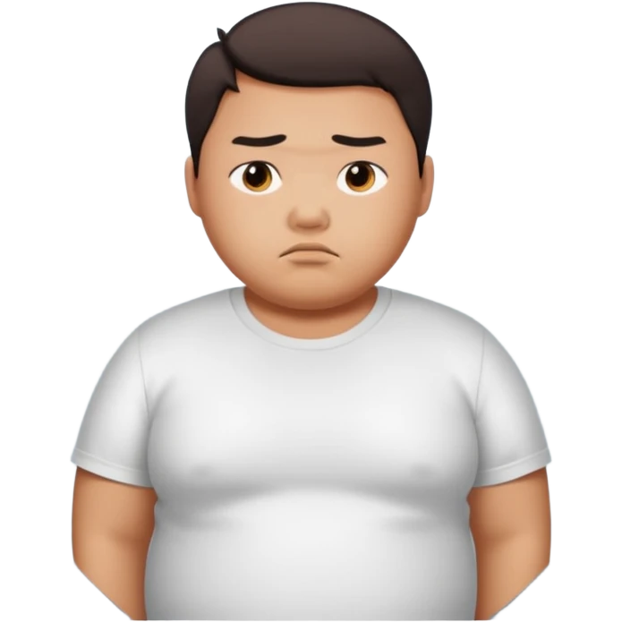 A young Asian guy has let his body go and is looking sadly in the mirror. emoji