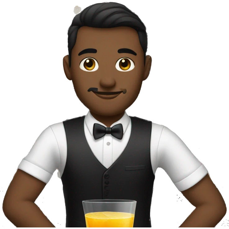 Bartender mixing cocktail with black shirt and long black tie with no white shirt emoji