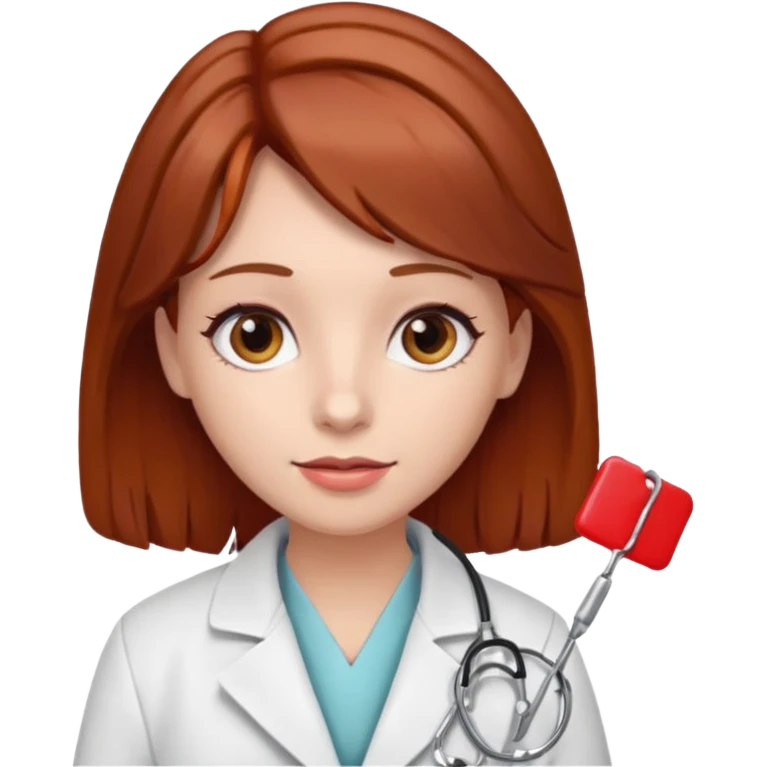doctor with brown hair and red hairclips  emoji