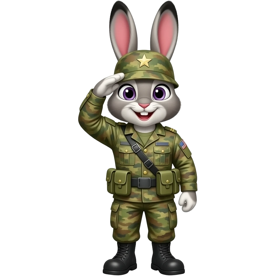 bunny in army fatigues saluting  text Killer Bunnies emoji
