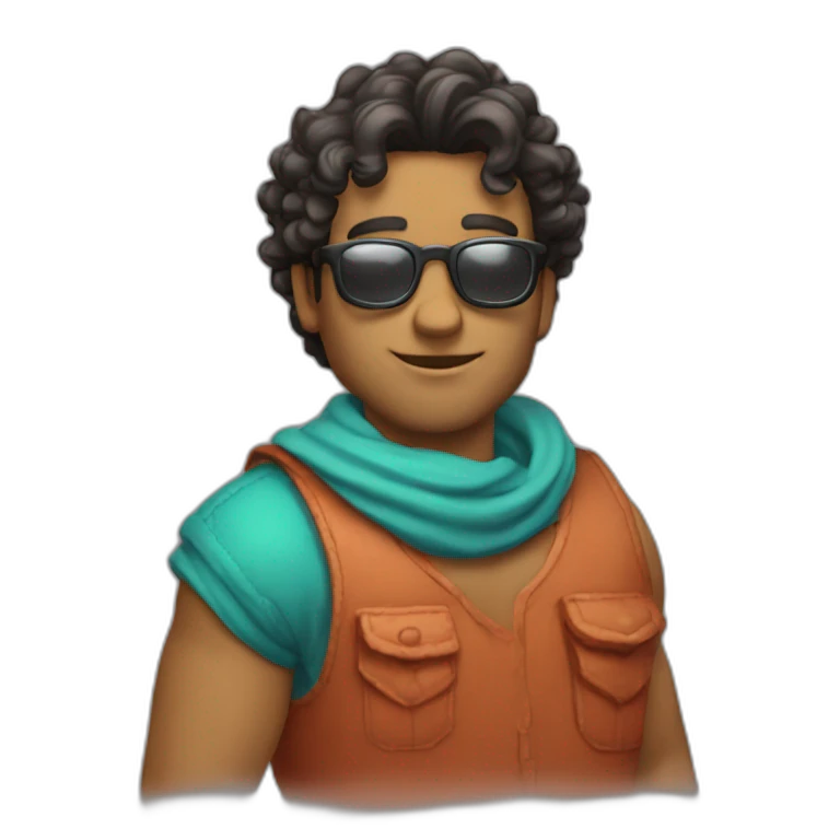 chico con  gafas pelo rizado emoji