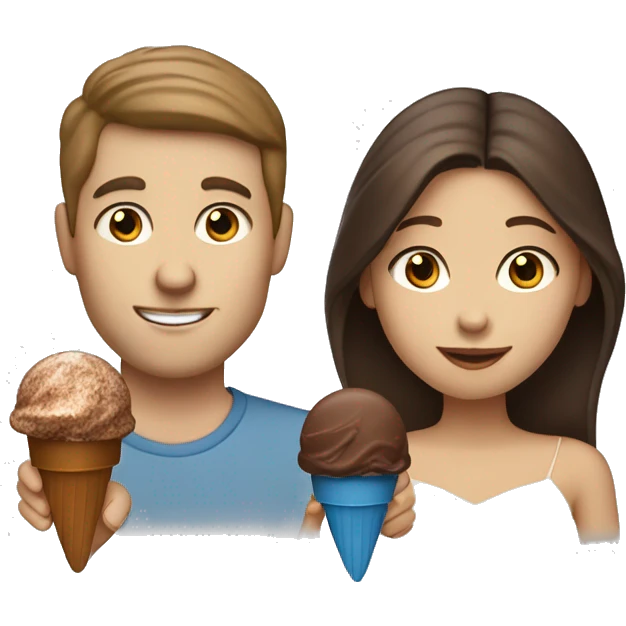 Brown hair white guy with blue eyes with Filipina girl eating chocolate covered ice cream bars emoji