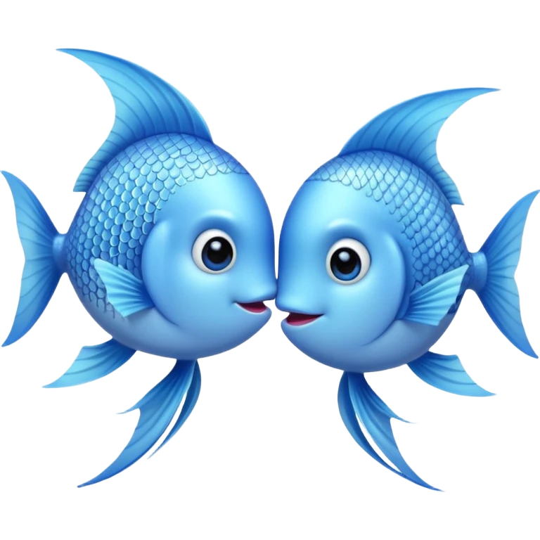 two cuty pale blue fishes kissing emoji