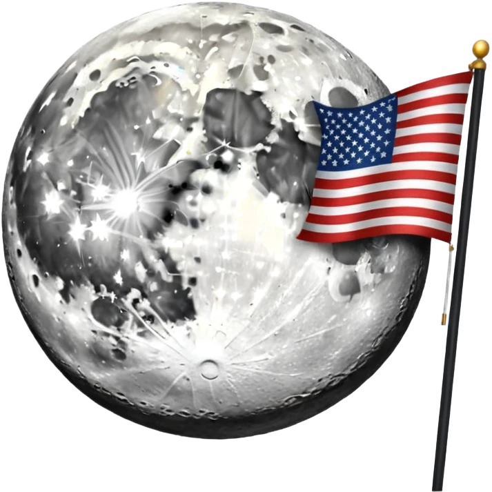 На фоне космоса луна а на ней флаг и написано "MAJESTIC" emoji