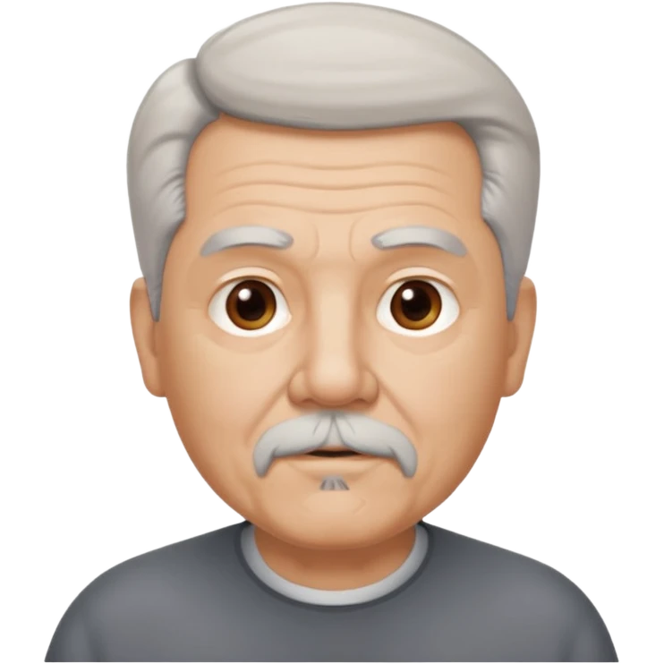 75, goatee, bold, side hair grey, no glasses, chubby emoji
