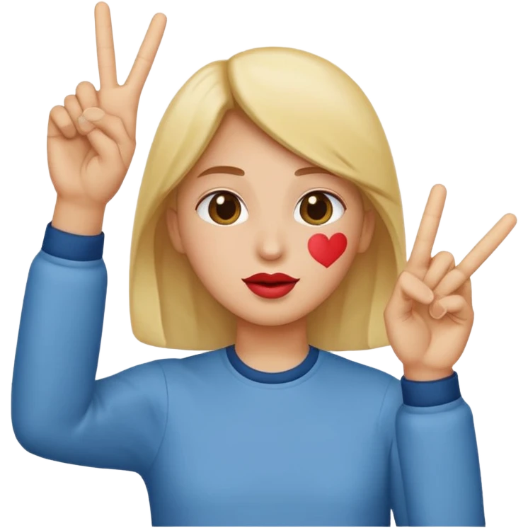 Kissy face emoji without the heart with a peace sign emoji