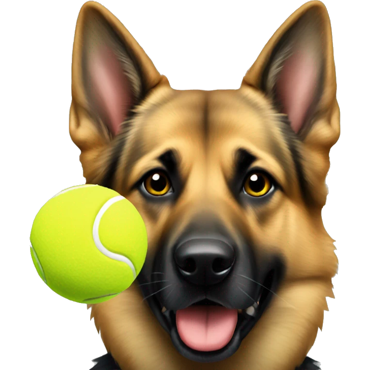 German Shepard tennis ball in mouth  emoji
