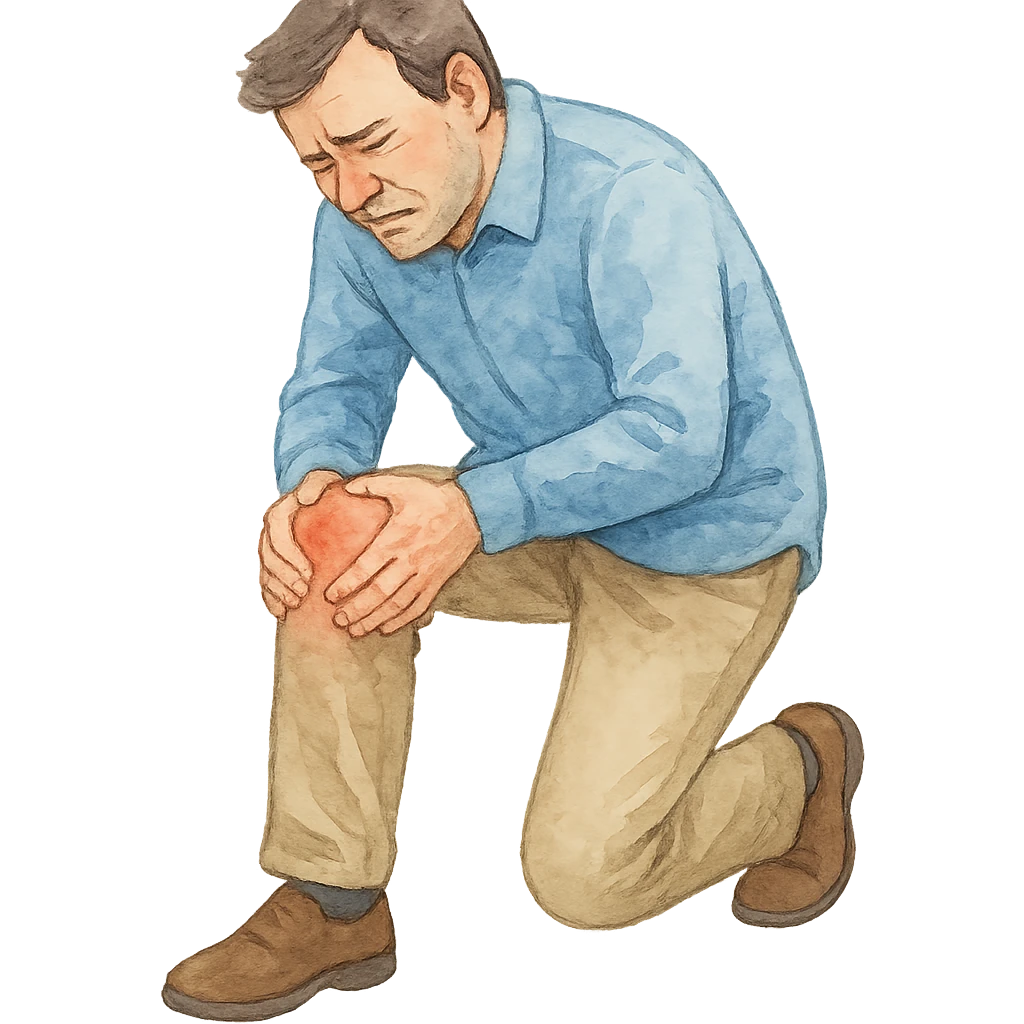 watercolor style man with knee pain emoji
