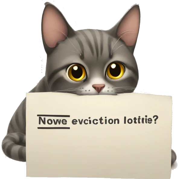 disappointed cat holding a eviction notice emoji