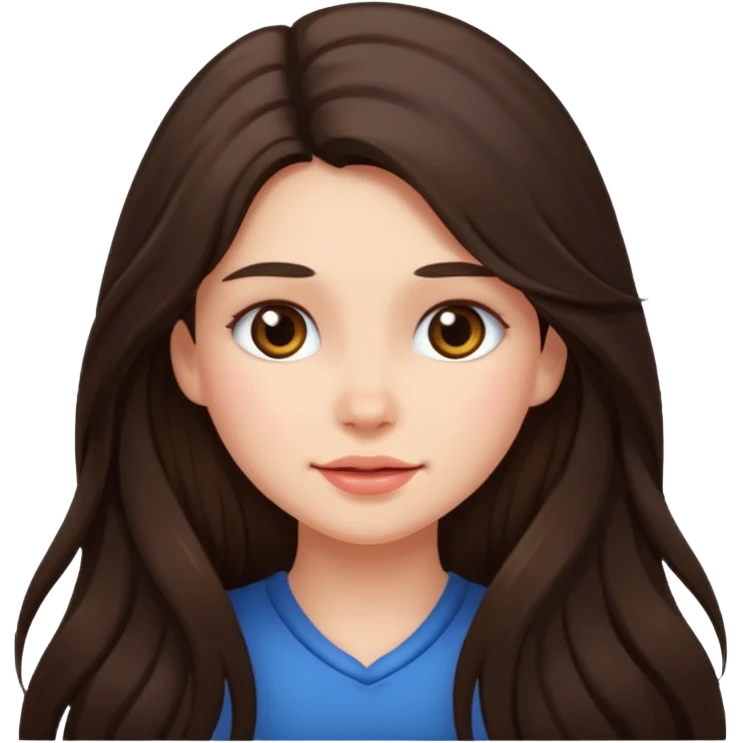long haired brunette girl blushing a lot emoji