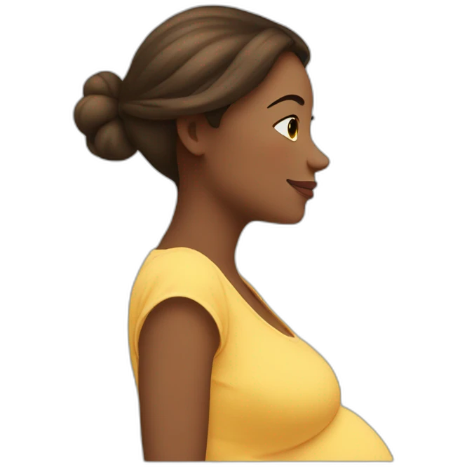 beautiful happy pregnant girl in profile emoji