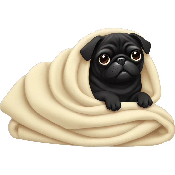 black pug-sleeping- in a blanket  emoji