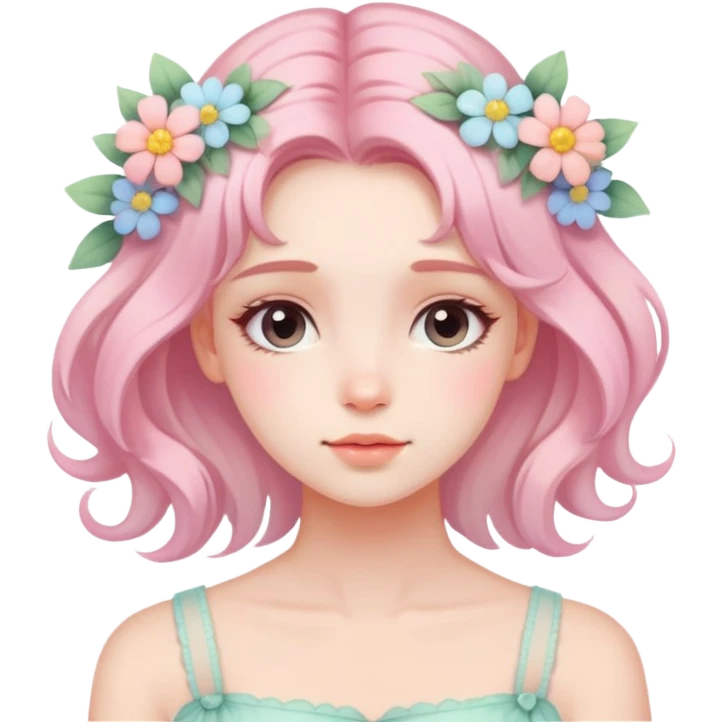 Dreamy pretty pastel flower girl aesthetic emoji